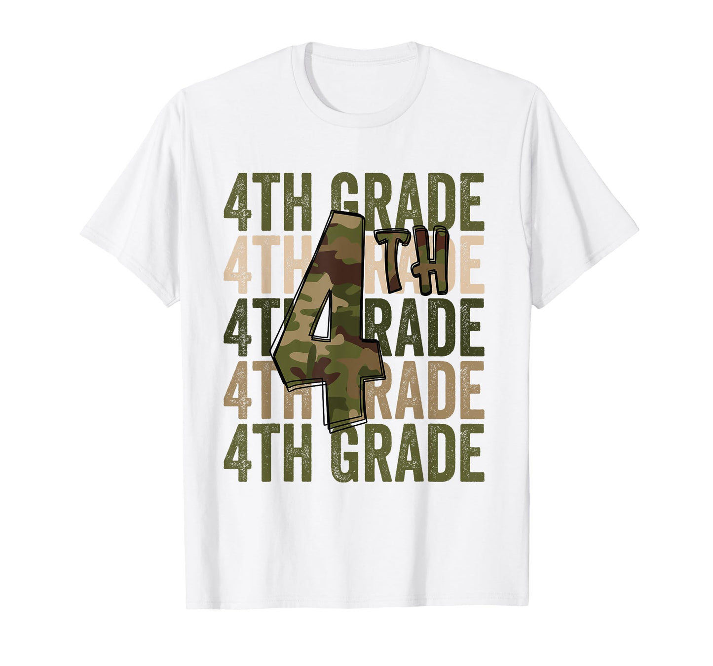 Camo Team 4th Grade Squad Back To School Teacher Kids Boys T-Shirt
