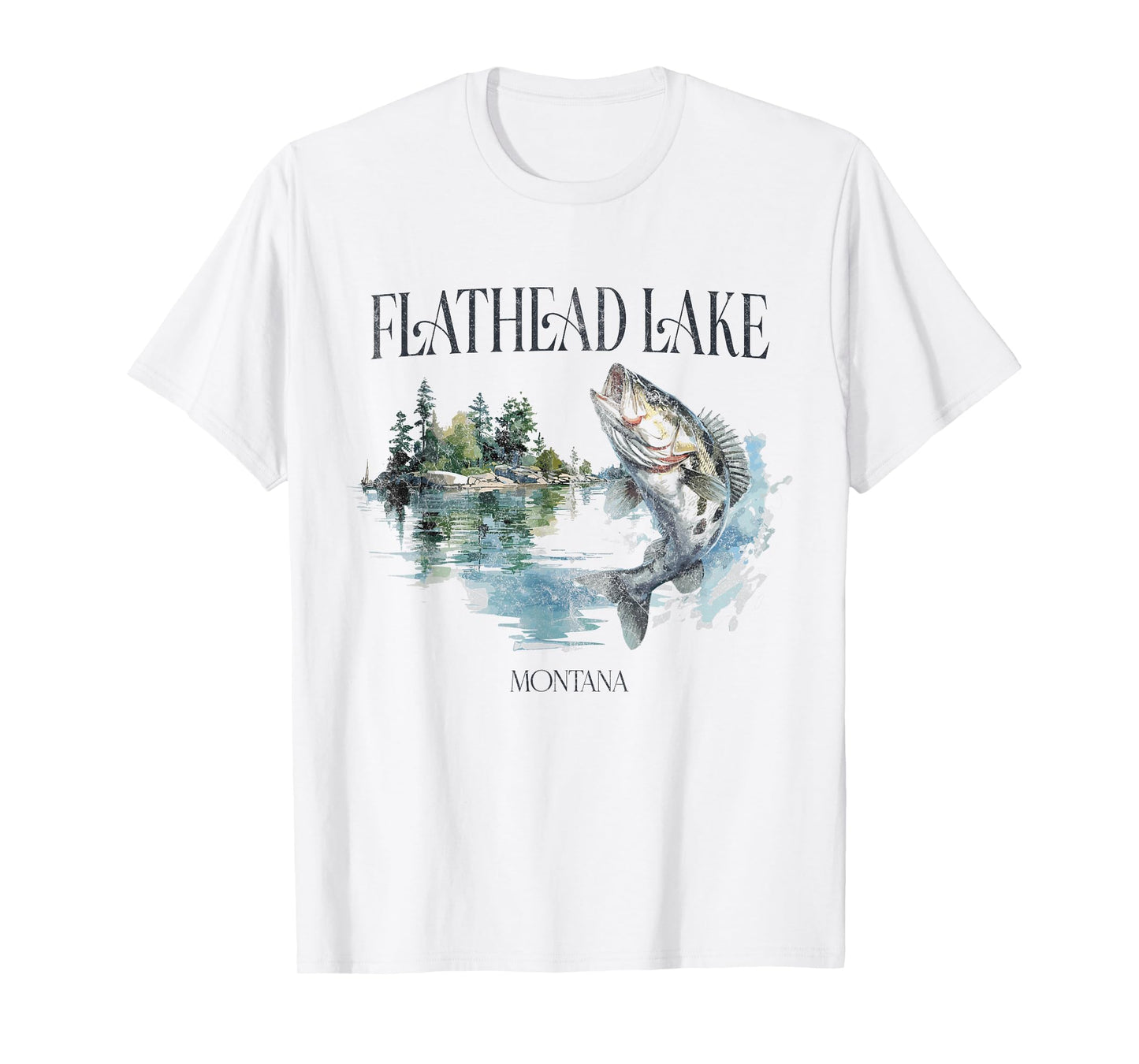 Flathead Lake Mountains Montana Hiking Outdoors Vintage T-Shirt