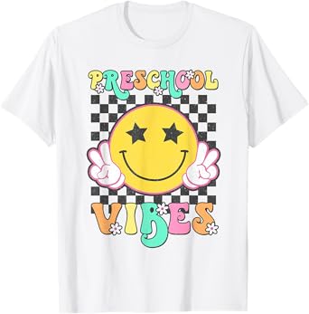 Preschool Vibes Smile Face Back to School Preschool Girl Kid T-Shirt