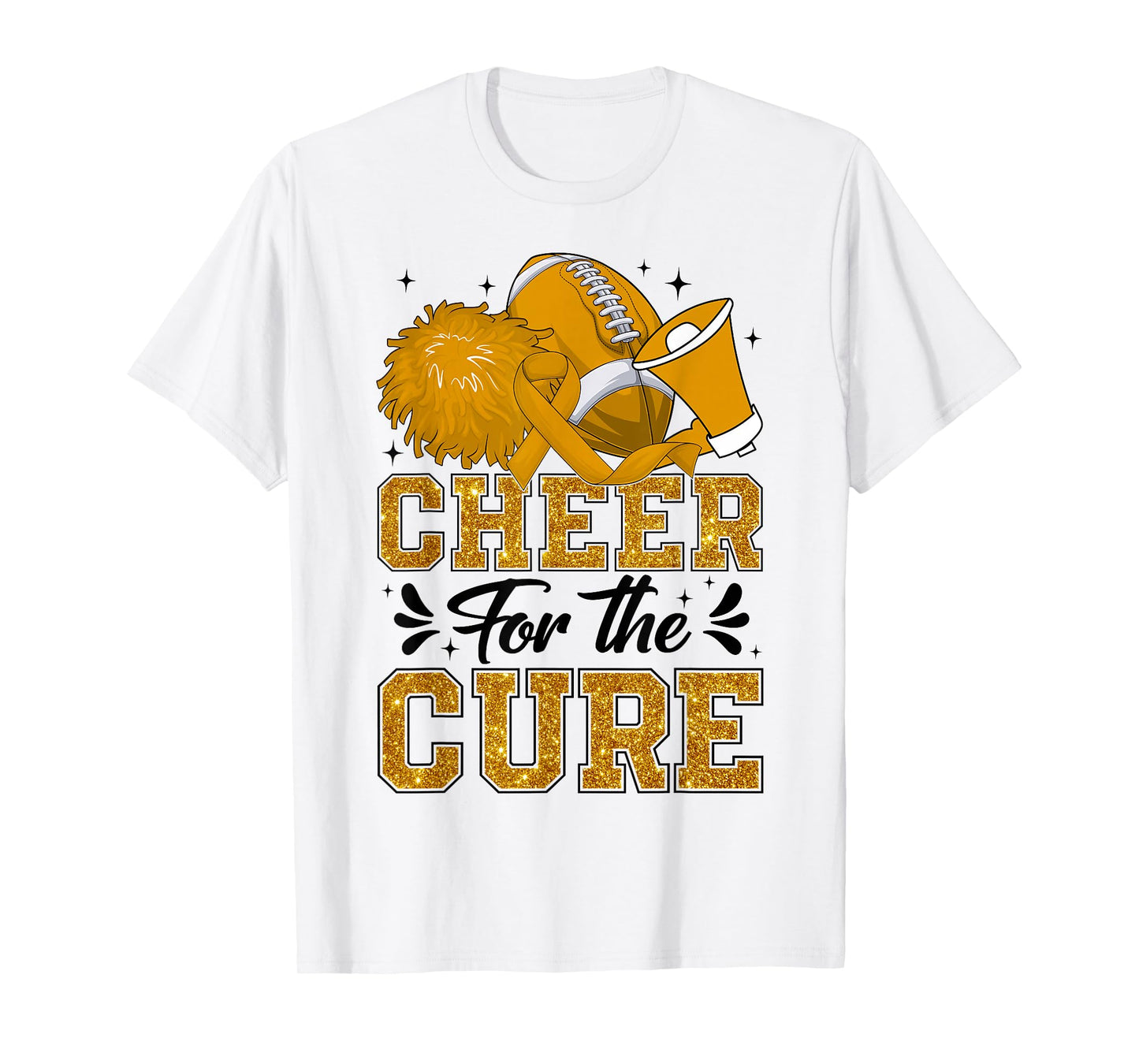 Cheer For The Cure Childhood Cancer Football Cheerleading T-Shirt