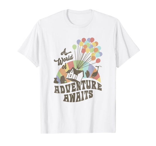 Disney Pixar Up A World Of Adventure Awaits Distressed Logo T-Shirt