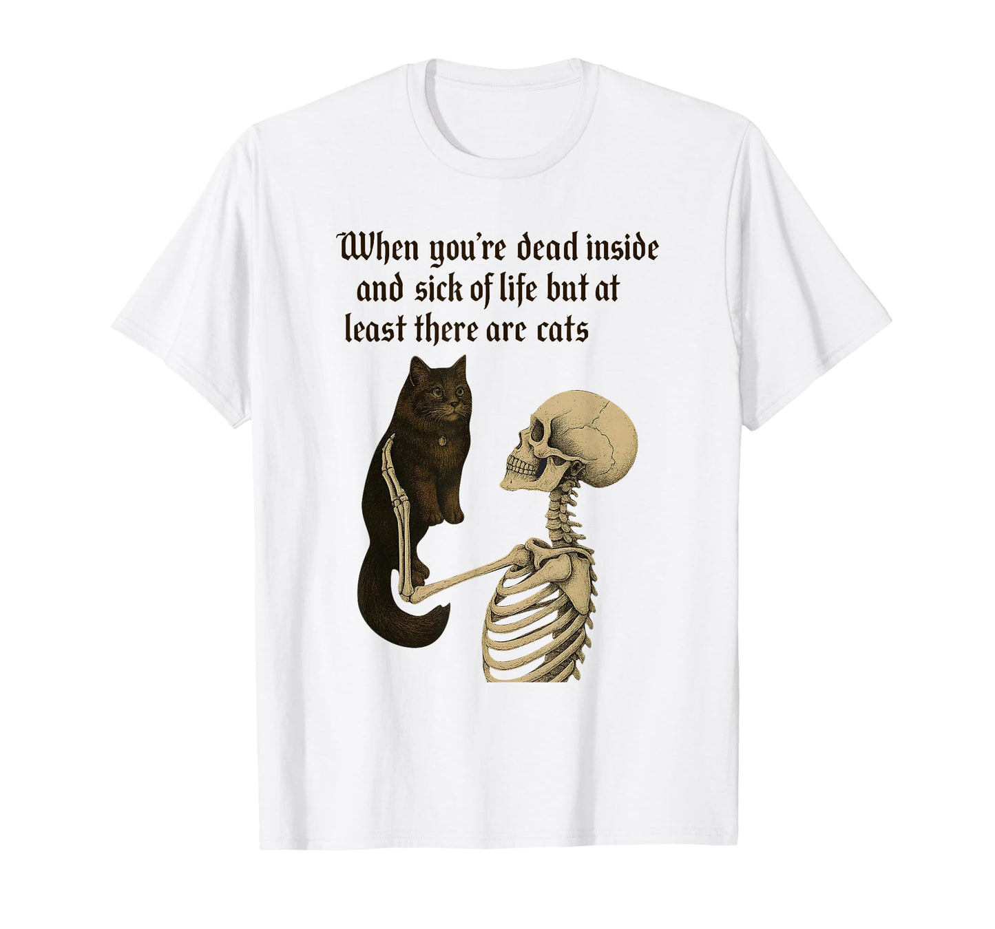 When You're Dead Inside Halloween Skeleton Cat Mom Cat Lover T-Shirt
