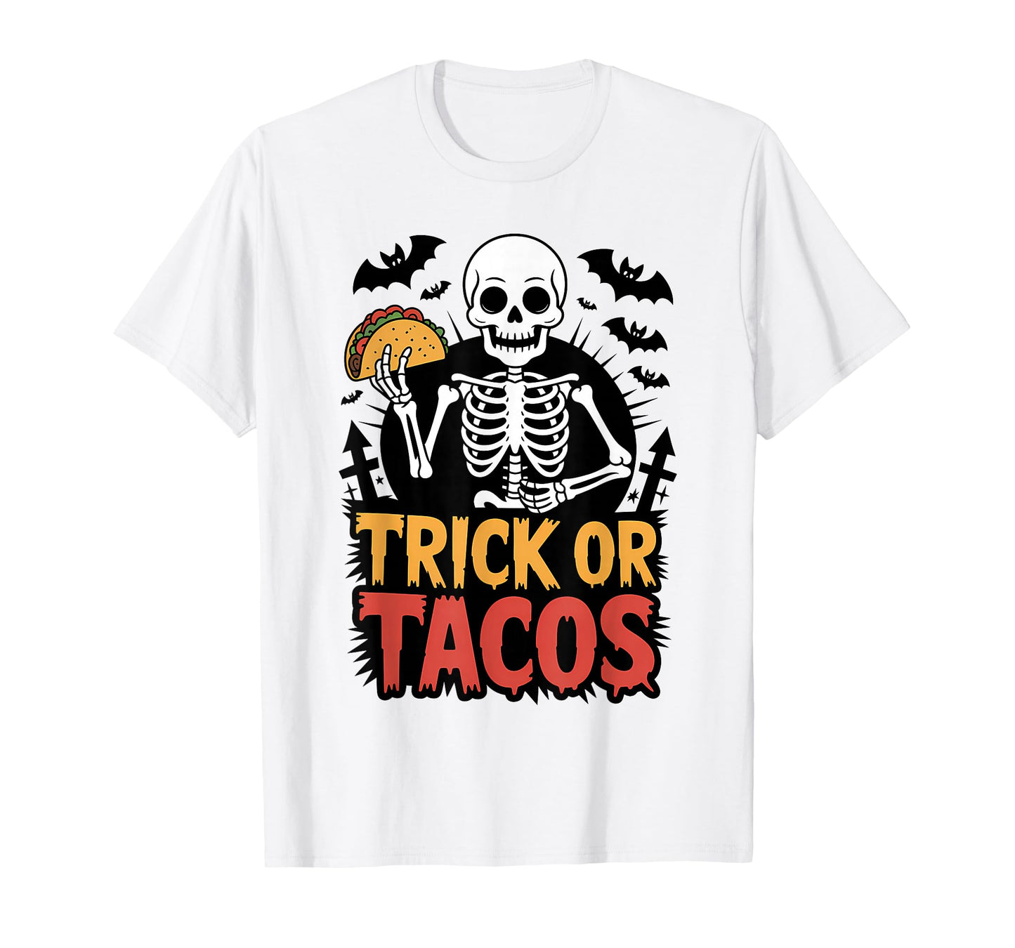 Trick or Tacos Funny Skeleton Foodie Halloween T-Shirt