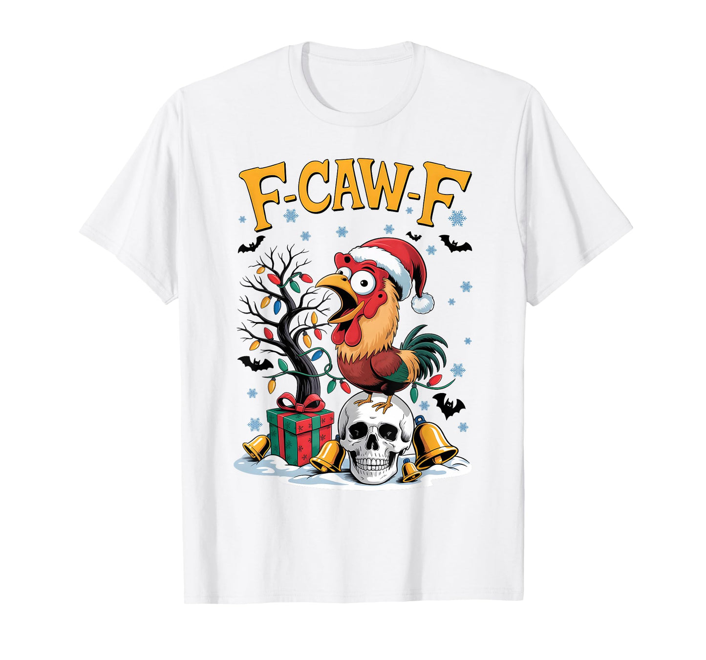 Merry Christmas Chicken, F-Caw-F Chicken, Santa Chicken Xmas T-Shirt