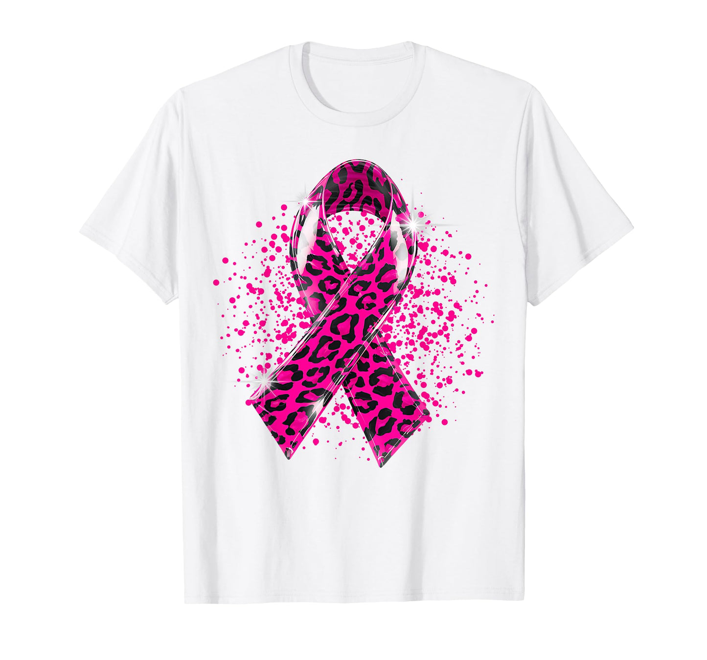 Breast Cancer Awareness Month Pink Ribbon Leopard Support T-Shirt