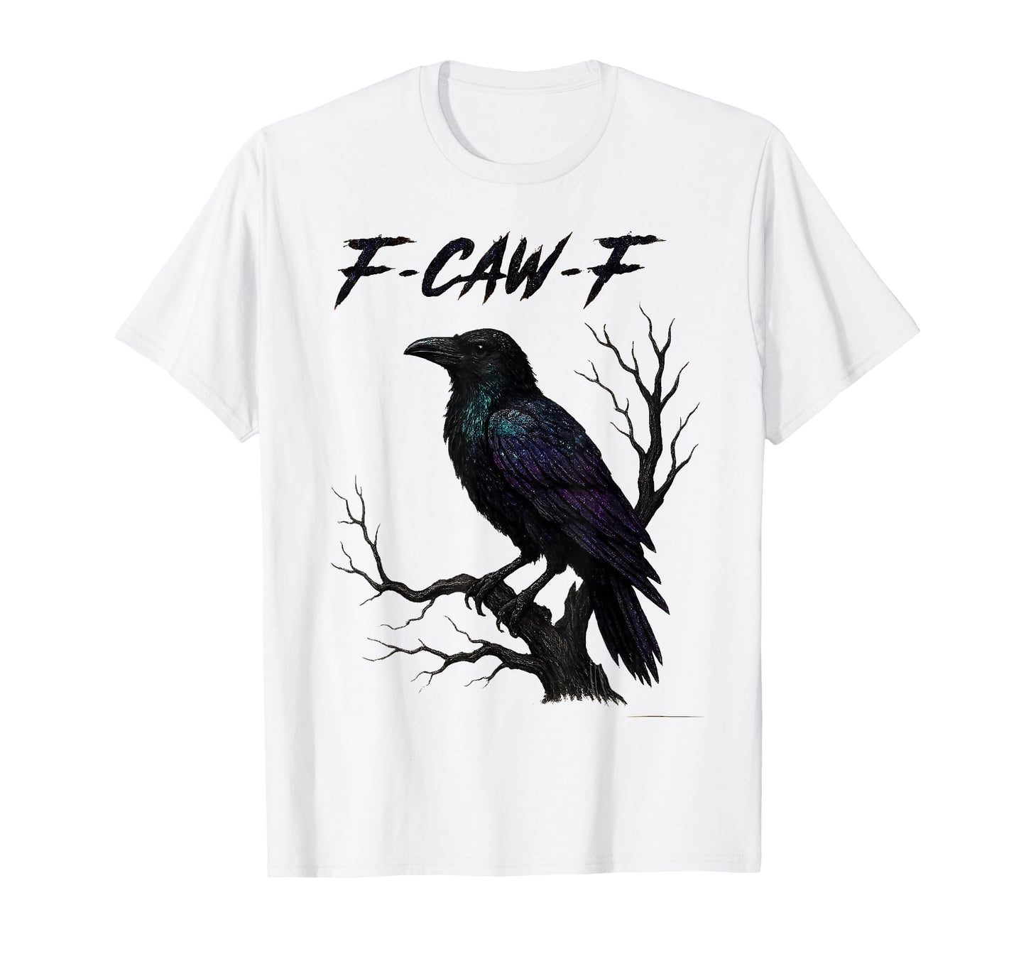F-Caw-F Funny Raven Black Crow Spooky Season Halloween Retro T-Shirt
