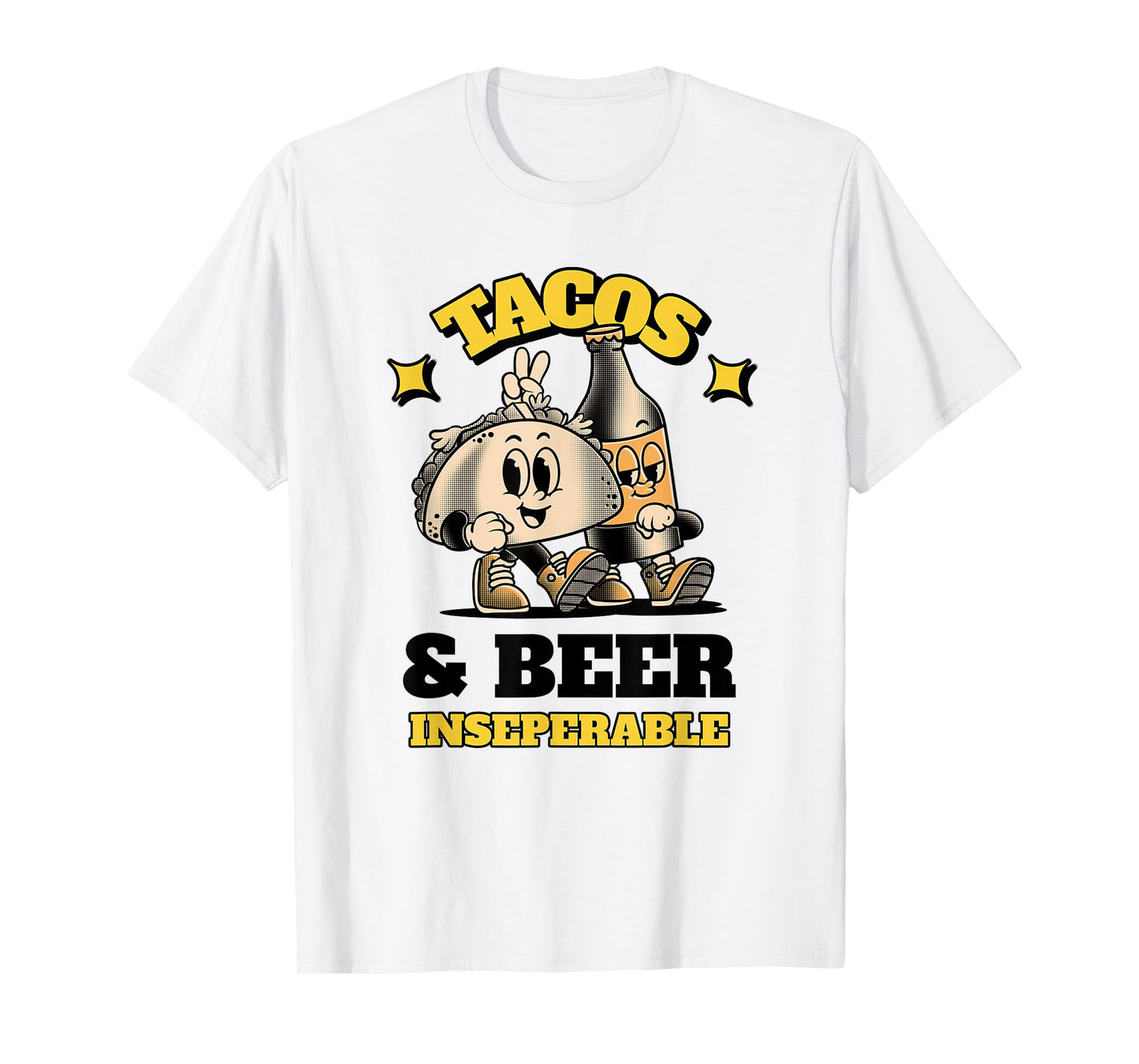 Tacos and Beer (Funny Retro Cartoon Graphic) T-Shirt