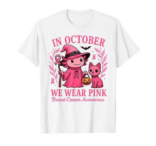 Axolotl Breast Cancer In October We Wear Pink Ribbon Kids T-Shirt