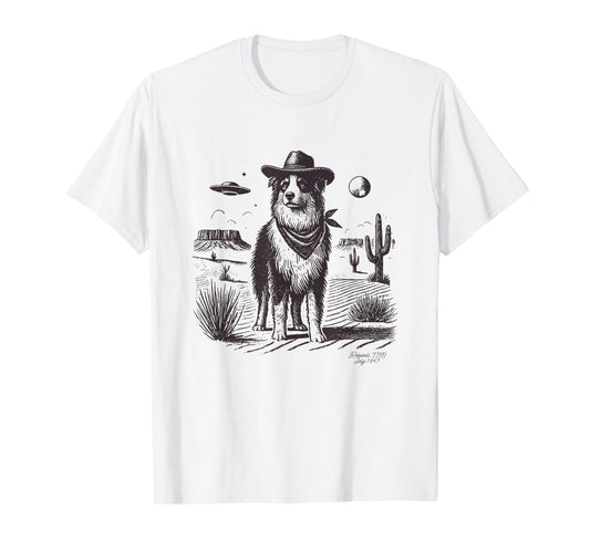 Australian Shepherd Cowboy, Aussie Cowboy UFO, Cowboy Hat T-Shirt