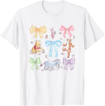 Disney Winnie the Pooh Cute Group Shot Sketch Chest Logo T-Shirt