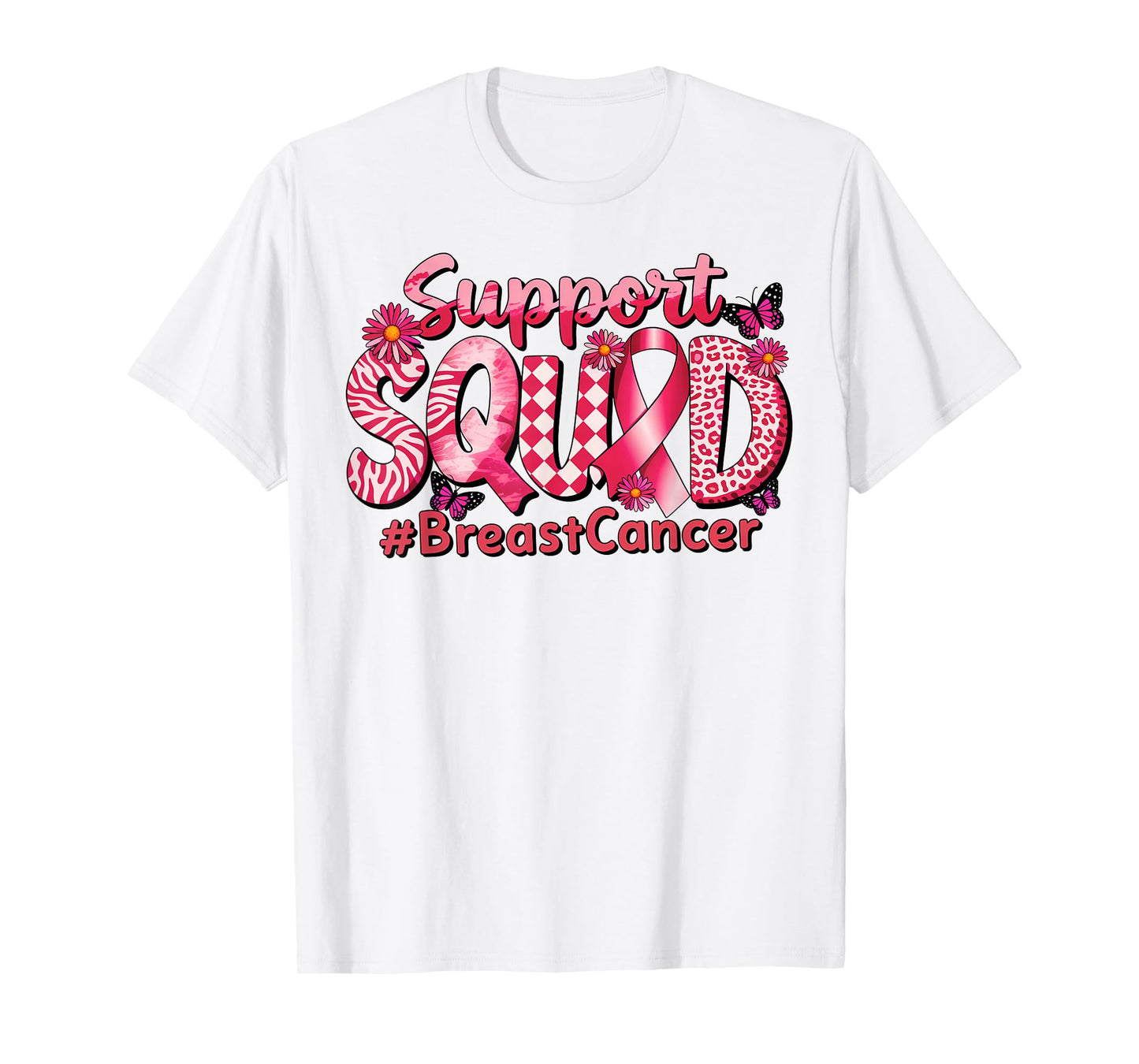 Breast Cancer Warrior Support Squad Pink Ribbon Women T-Shirt