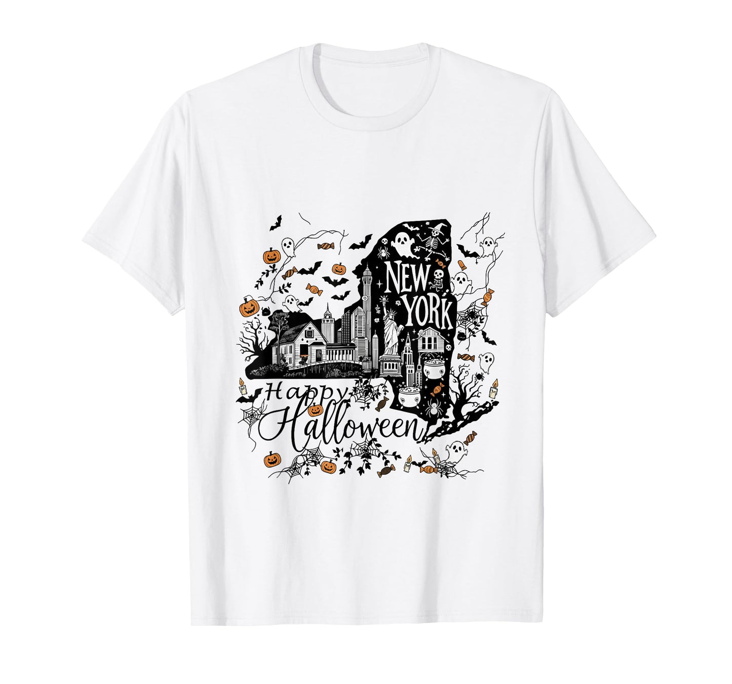 Happy Halloween, Scary New York Skyline Haunted Funny T-Shirt