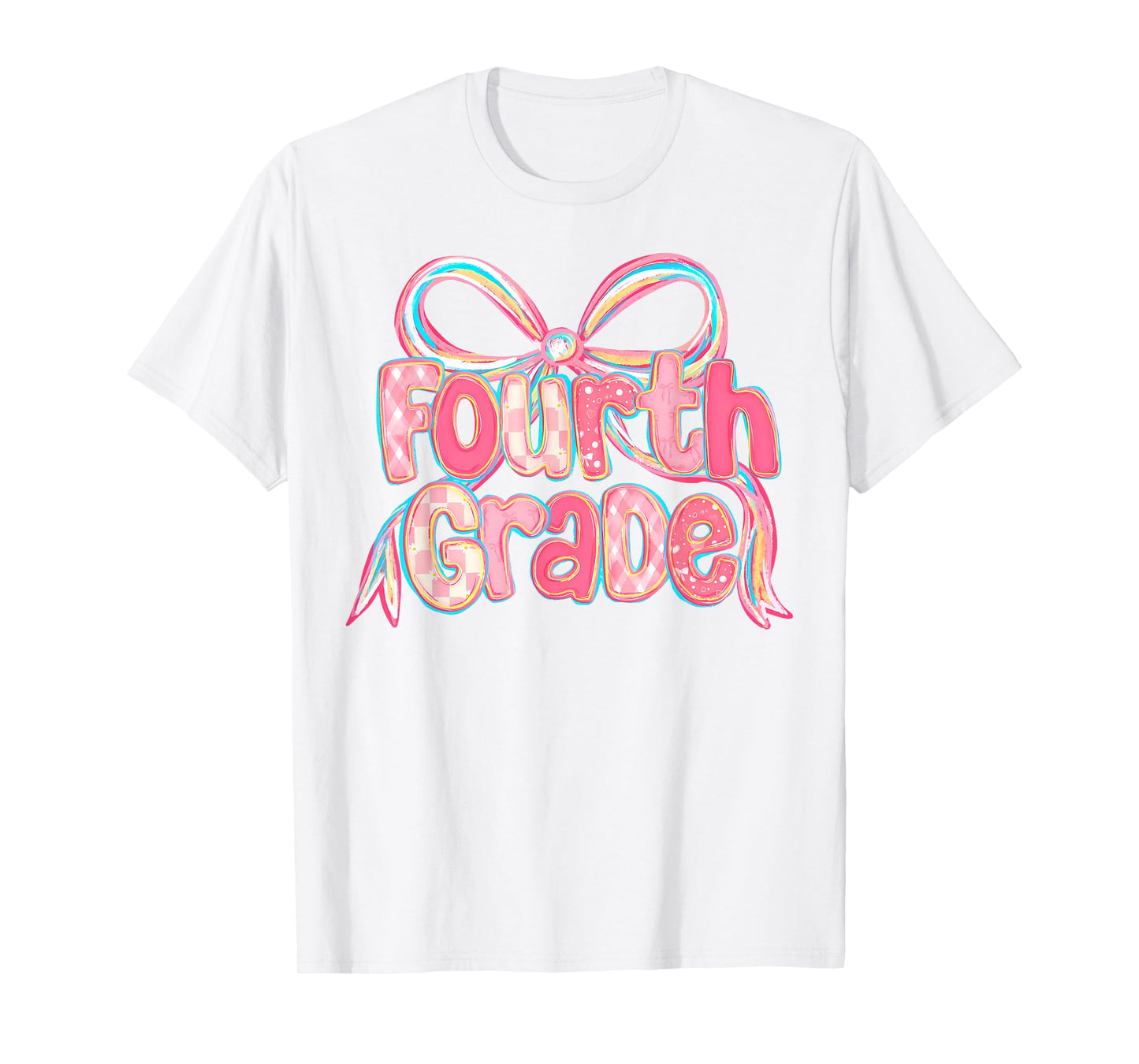 Preppy Back To School 4th Grade Coquette Bow Girls Kids T-Shirt