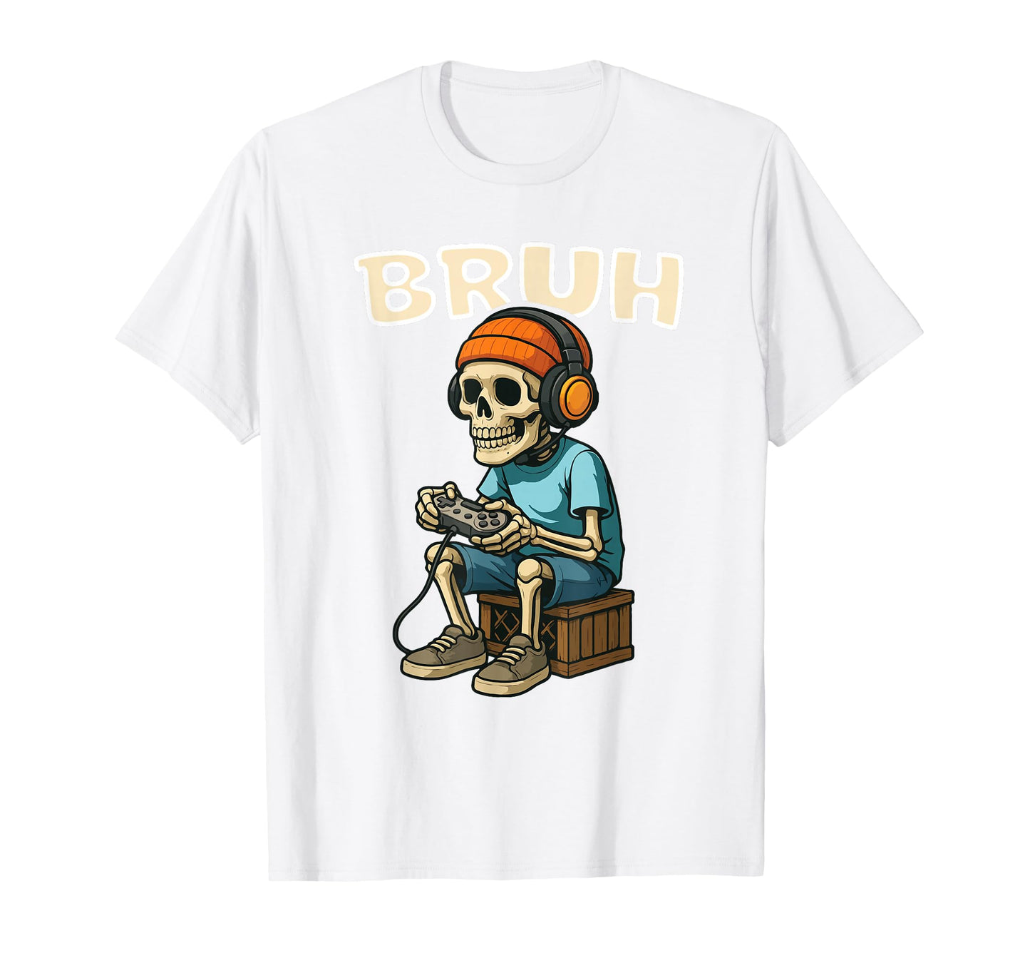 Bruh Skeleton Halloween Video Game Trick Or Treat Kids T-Shirt