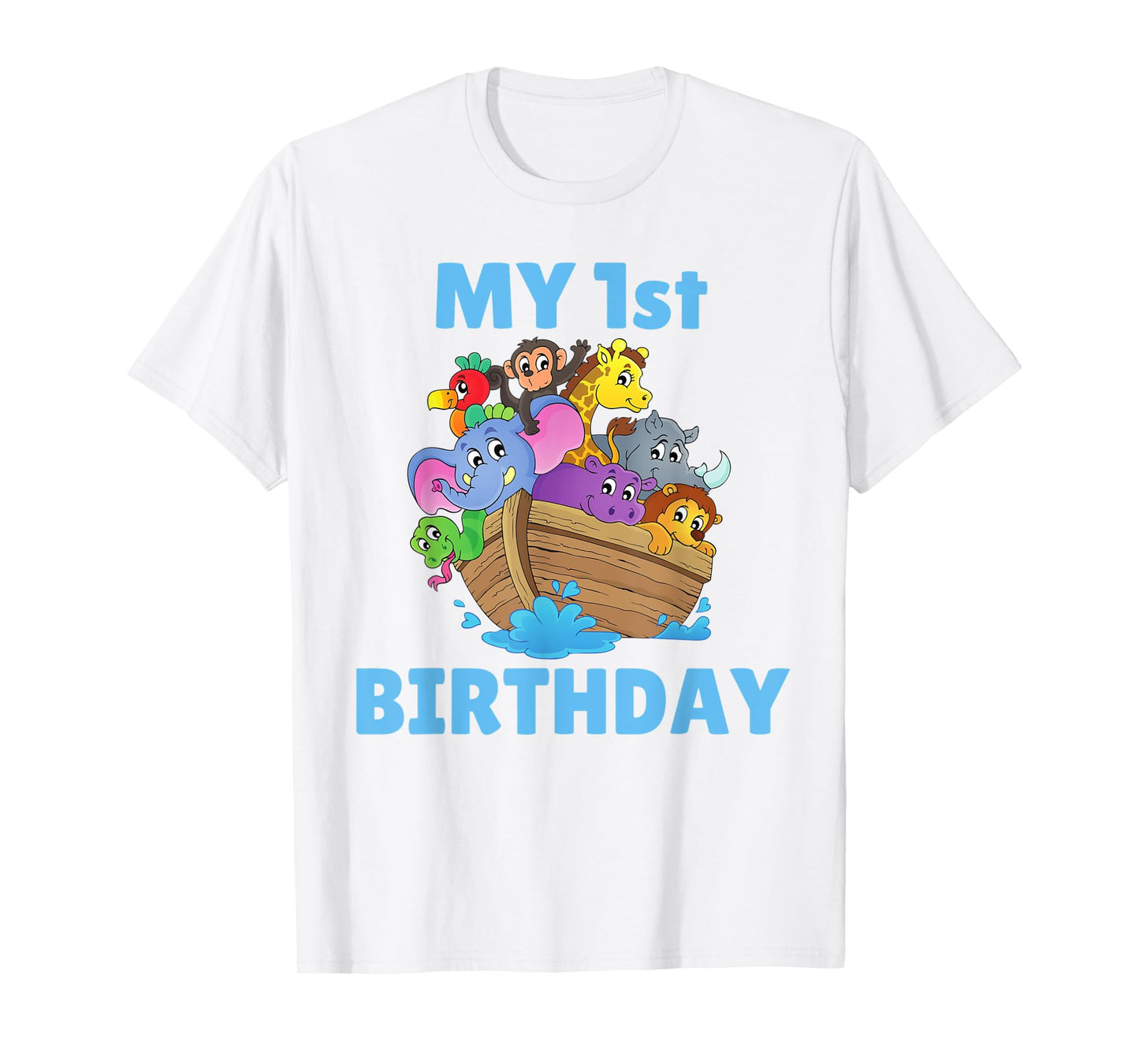 Noahs Ark First Birthday Party 1st Year Kids Toddler Animals T-Shirt