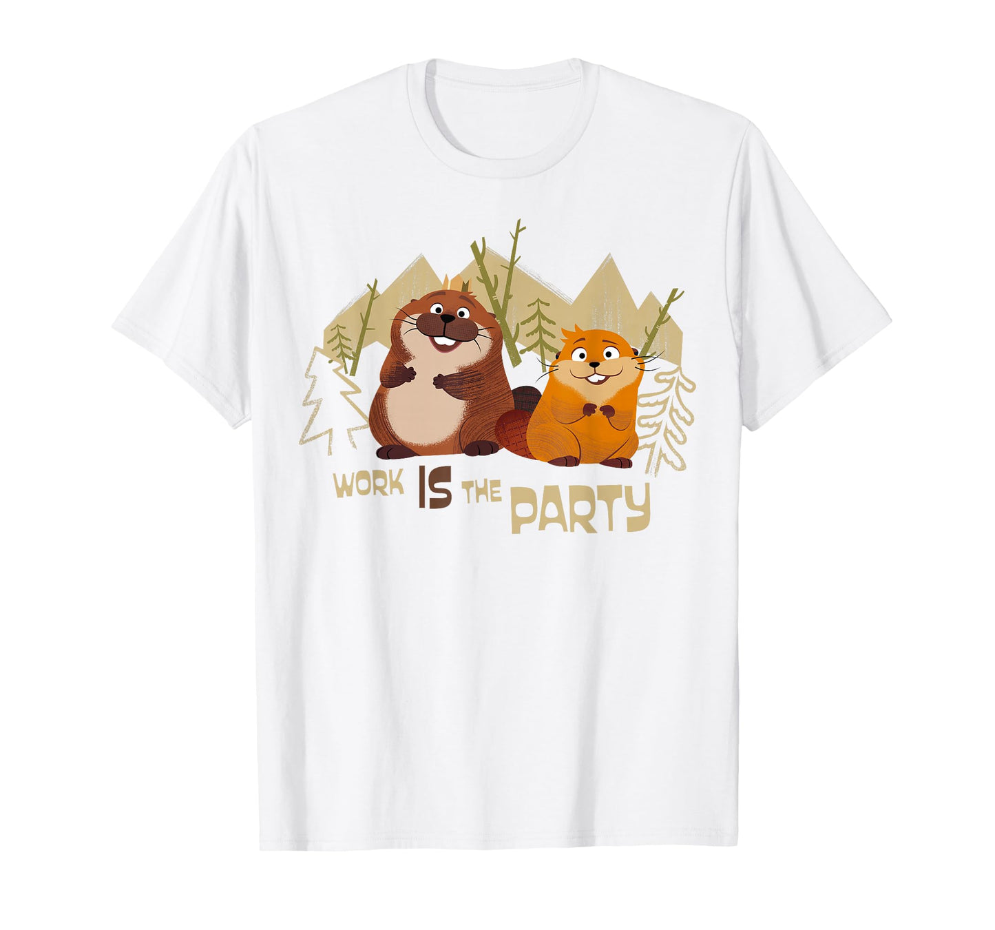 Disney Pixar Hoppers Work is The Party Mabel and King George T-Shirt - T-Shirt | White