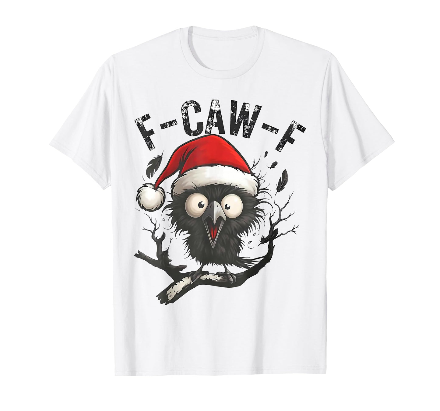 F-Caw-F Black Crow Bird Retro Vintage Christmas T-Shirt