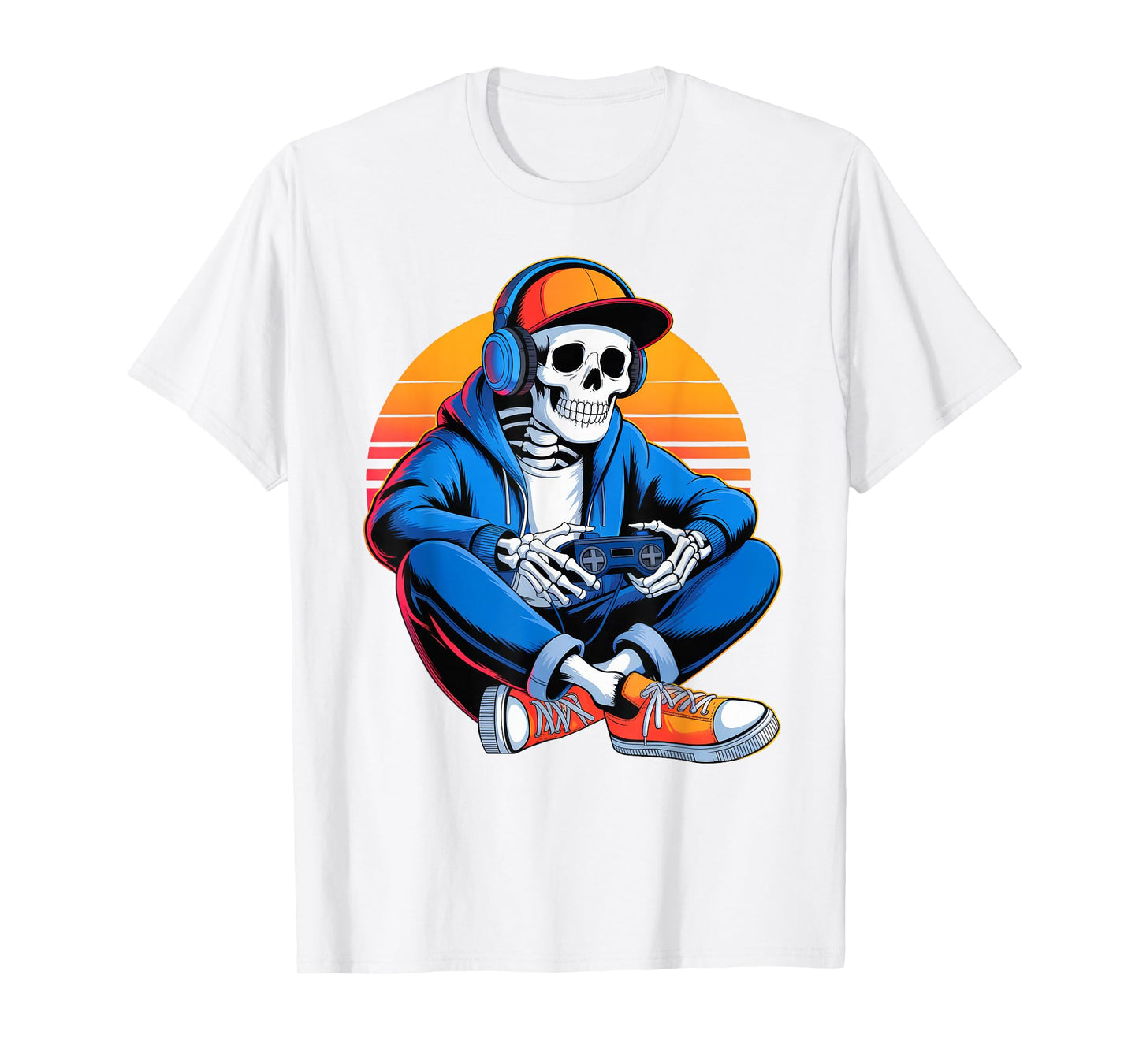 Skeleton Video Game Halloween Gaming Gamer Boys Men Kids T-Shirt