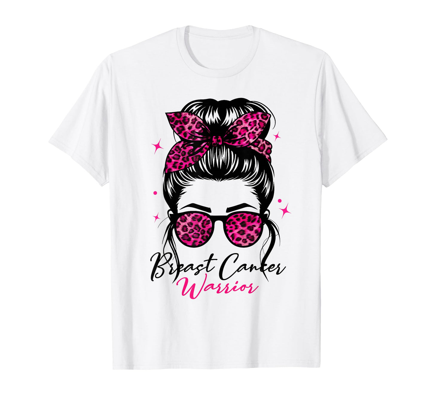 Breast cancer awareness warrior messy bun pink women warrior T-Shirt