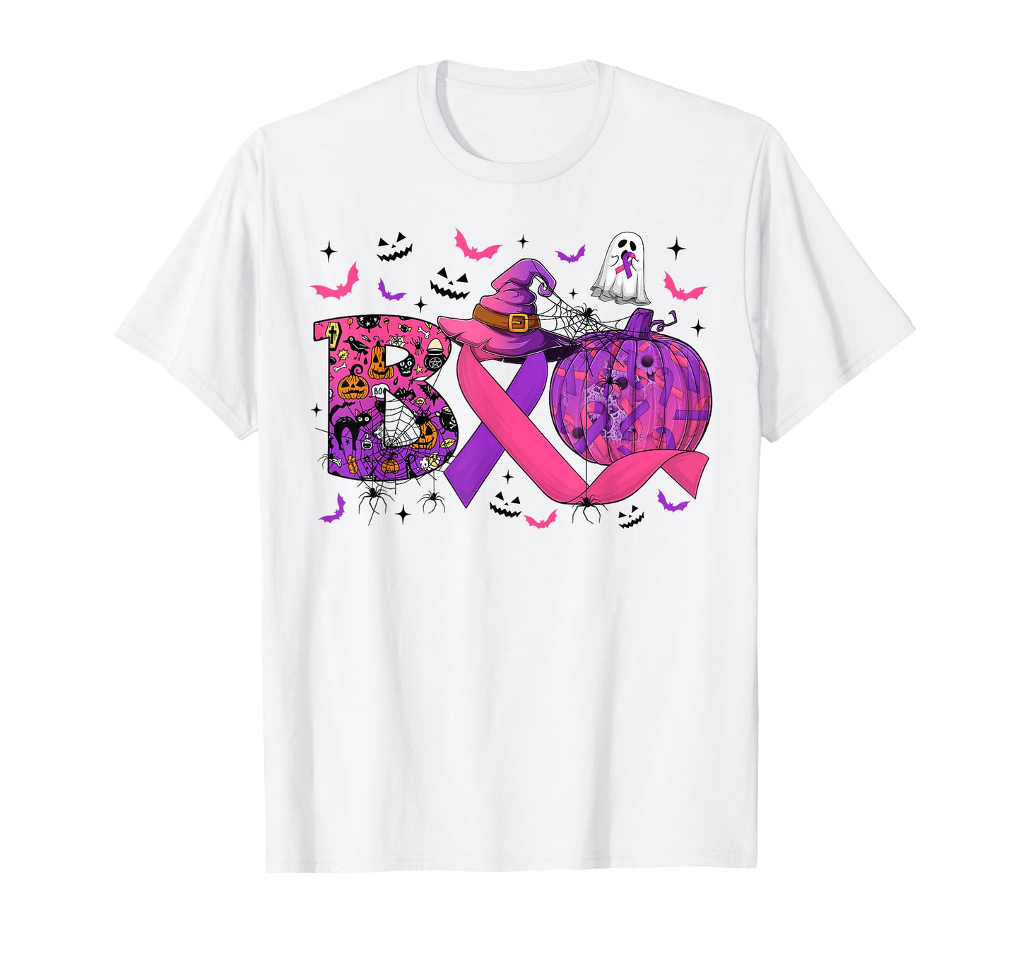 Boo Domestic Violence Breast Cancer Pink & Purple Ribbon T-Shirt