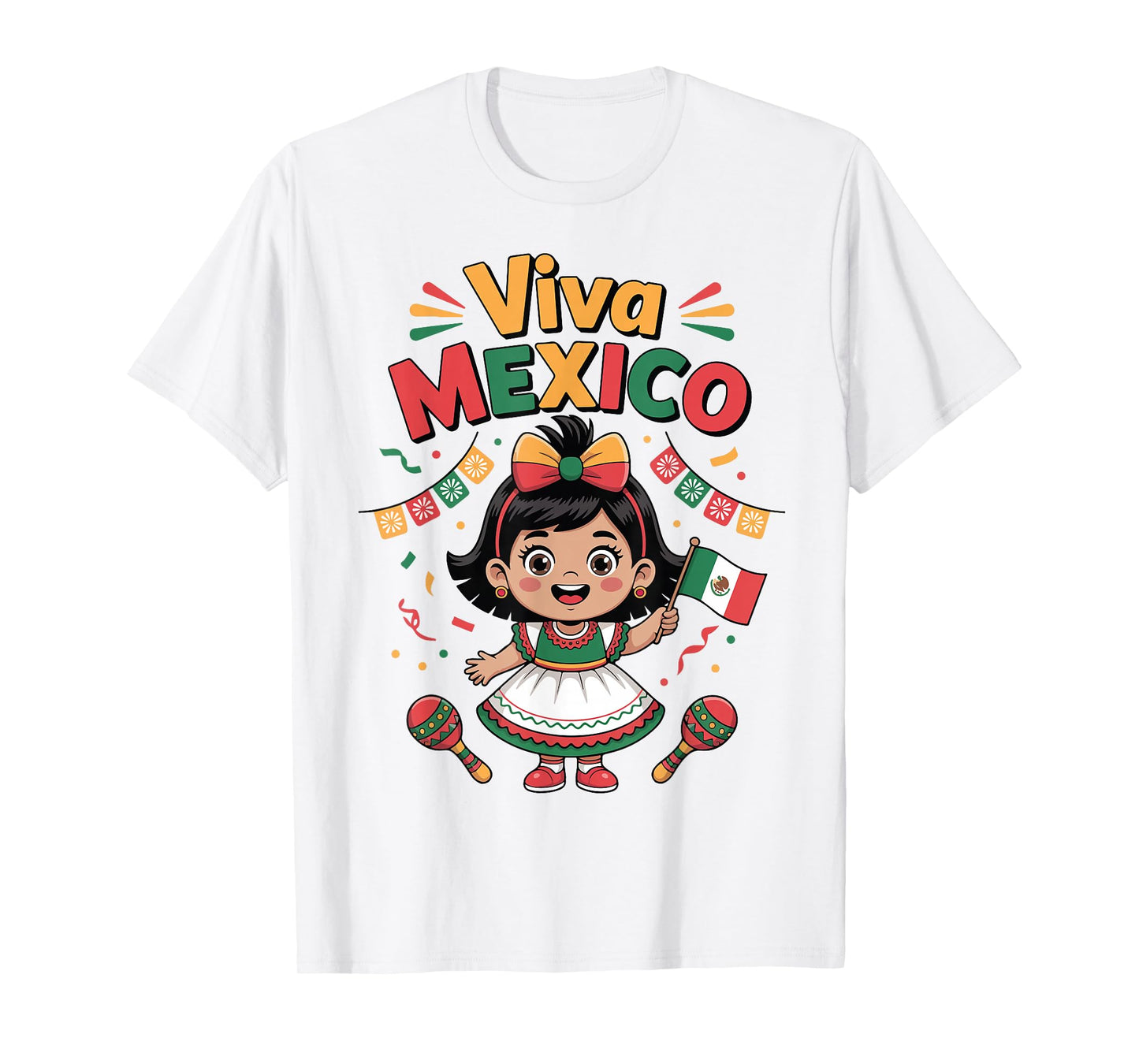 Toddler Viva Mexico Shirt Girl Mexican Flag Independence Day T-Shirt
