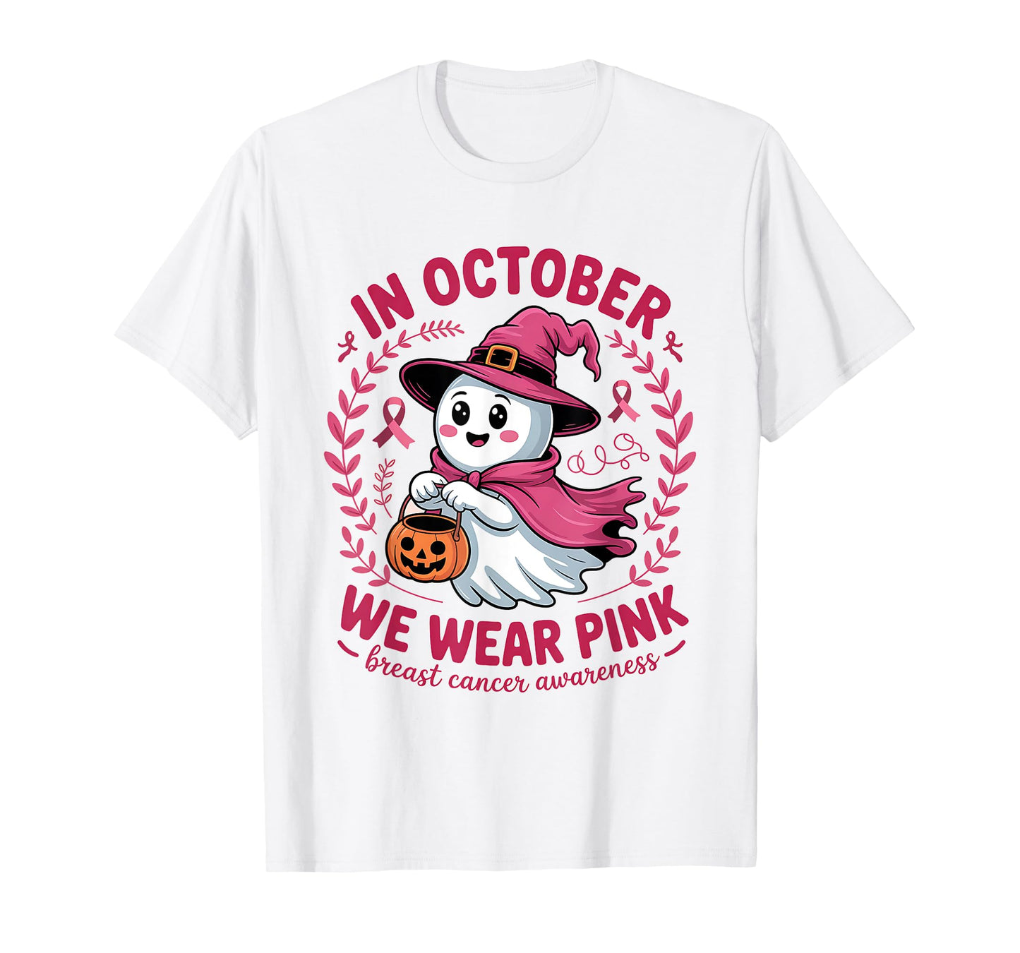 In October We Wear Pink Breast Cancer Awareness Halloween T-Shirt