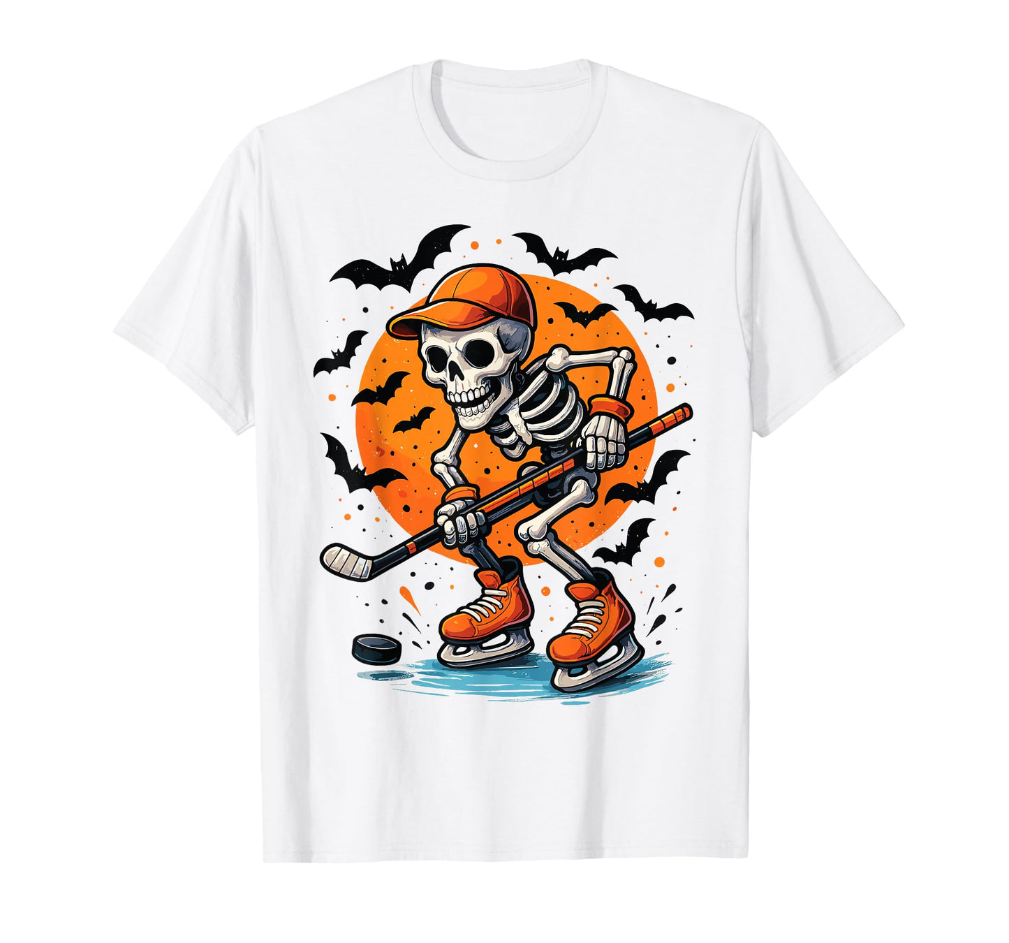 Skeleton Ice Hockey Halloween Costume T-Shirt
