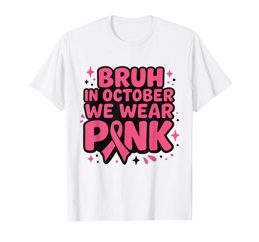 Breast Cancer Toddlers Kid Boys Girl in October We Wear Pink T-Shirt
