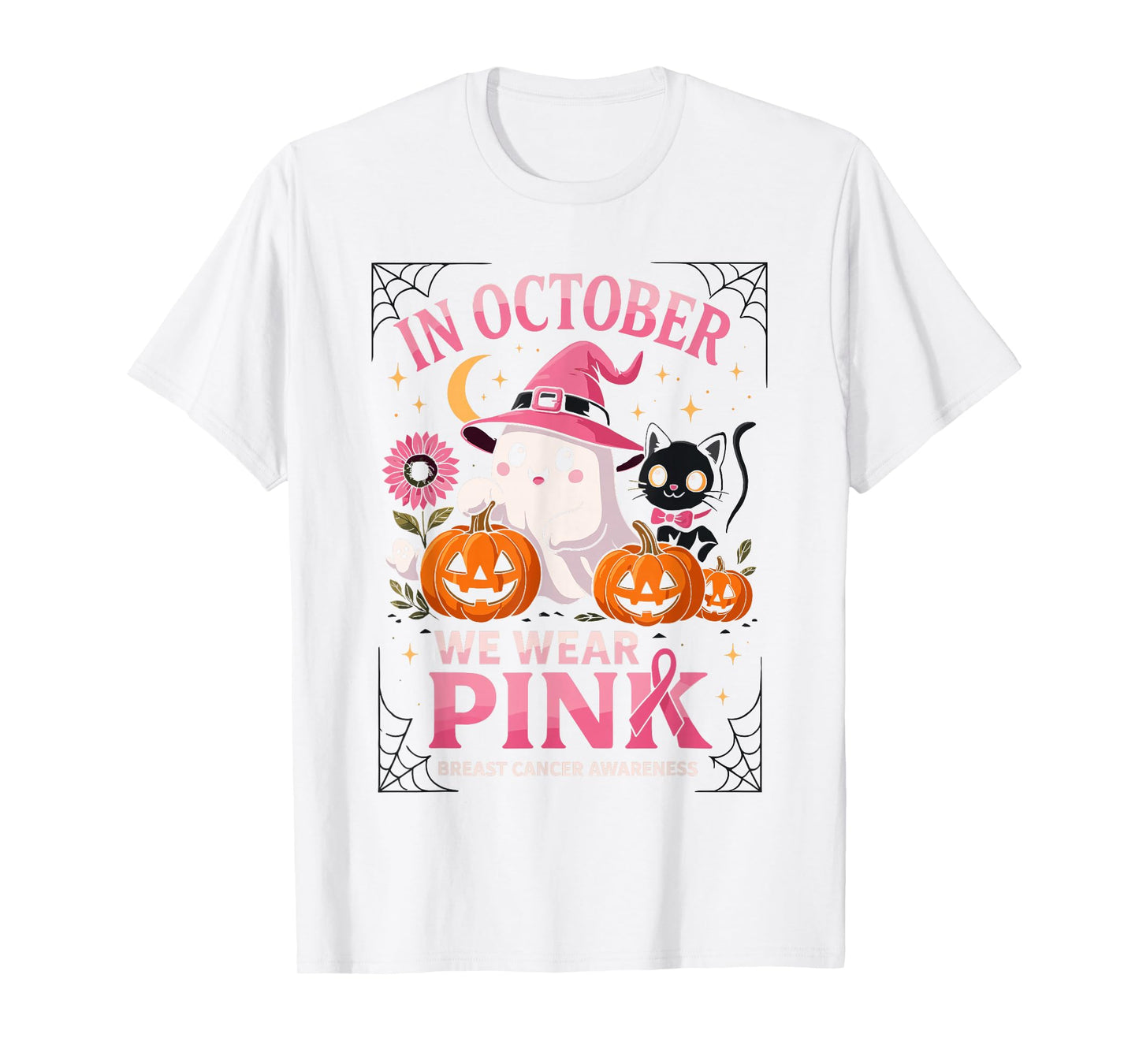 Breast Cancer Shirts Women Halloween in October We Wear Pink T-Shirt