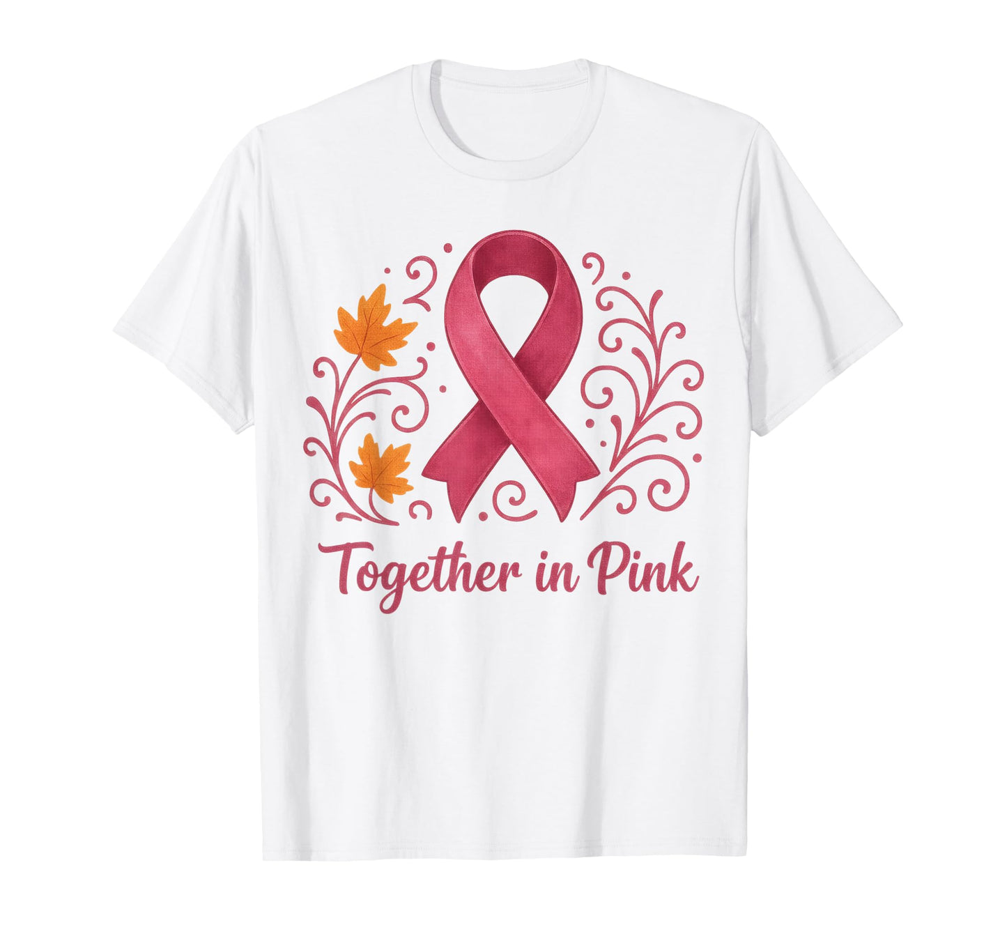 Breast Cancer Awareness Pink Ribbon Fall Support T-Shirt