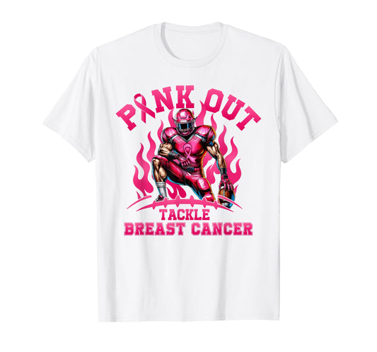 Pink Out Tackle Breast Cancer Awareness American Football T-Shirt