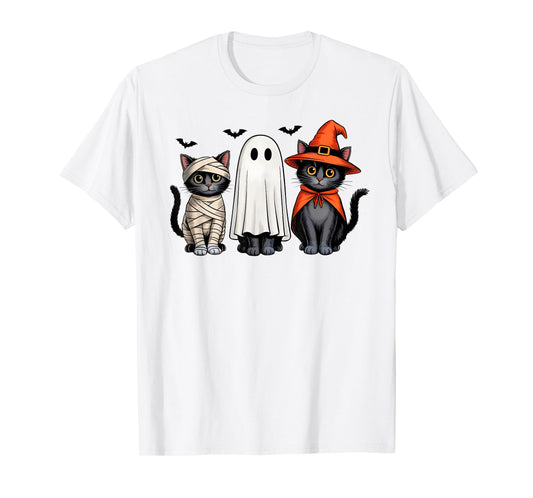Cute Halloween Black Cat Ghost Witch Pumpkin for Girls Women T-Shirt