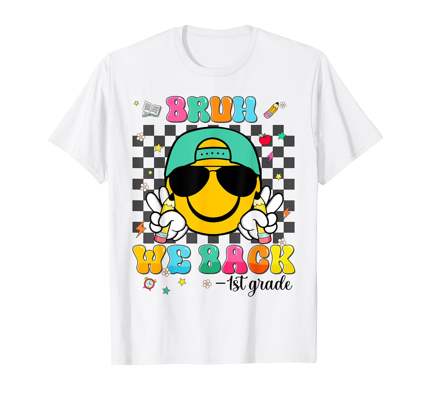 Bruh We Back 1st Grade Smile Face First Day Of School Boys T-Shirt