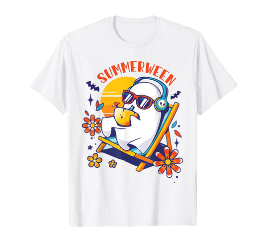 Summerween Cute Spooky Summer Ghost Halloween Lover T-Shirt
