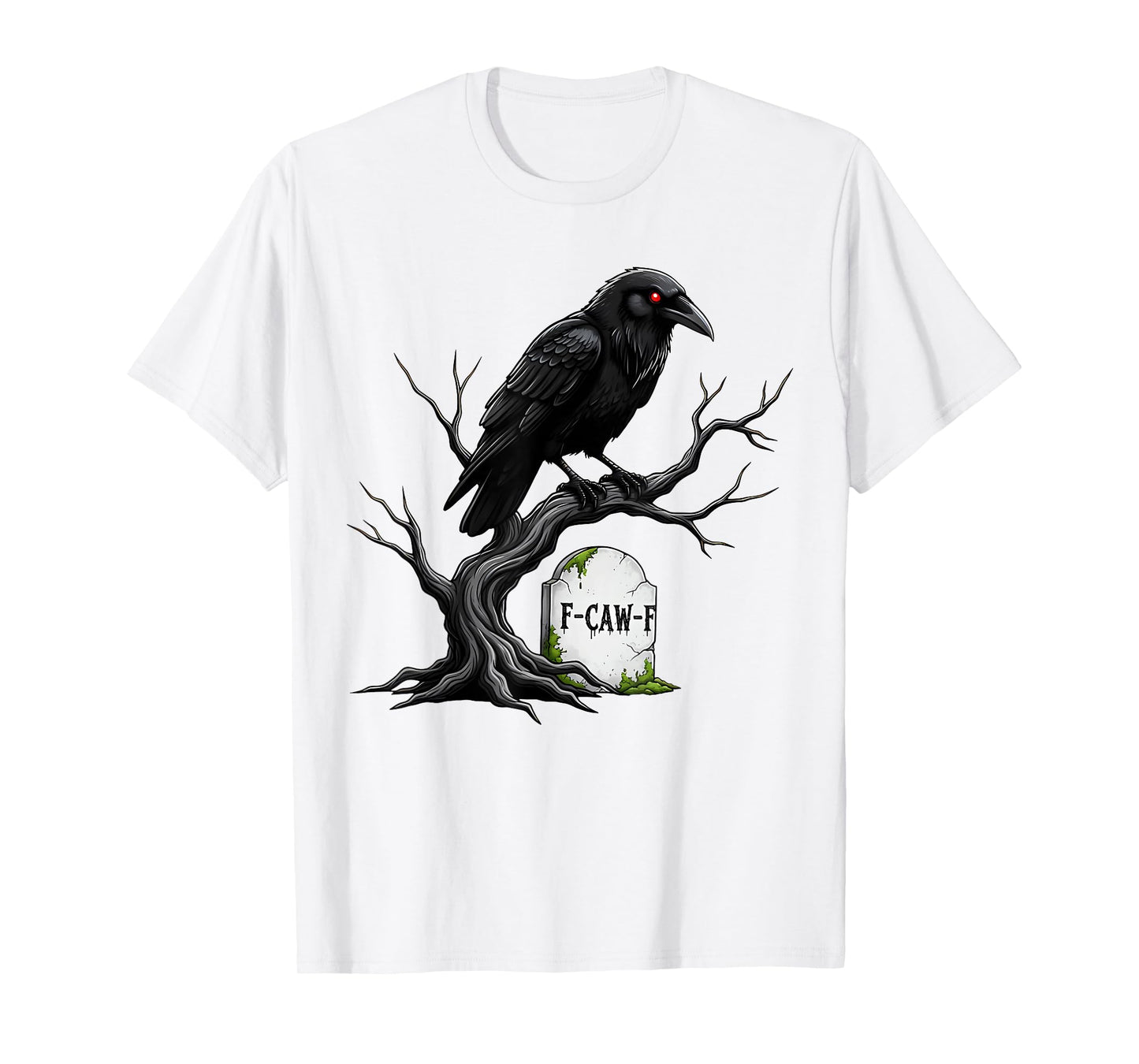Halloween Black Crow F-Caw-F Funny Black Bird Men Women T-Shirt
