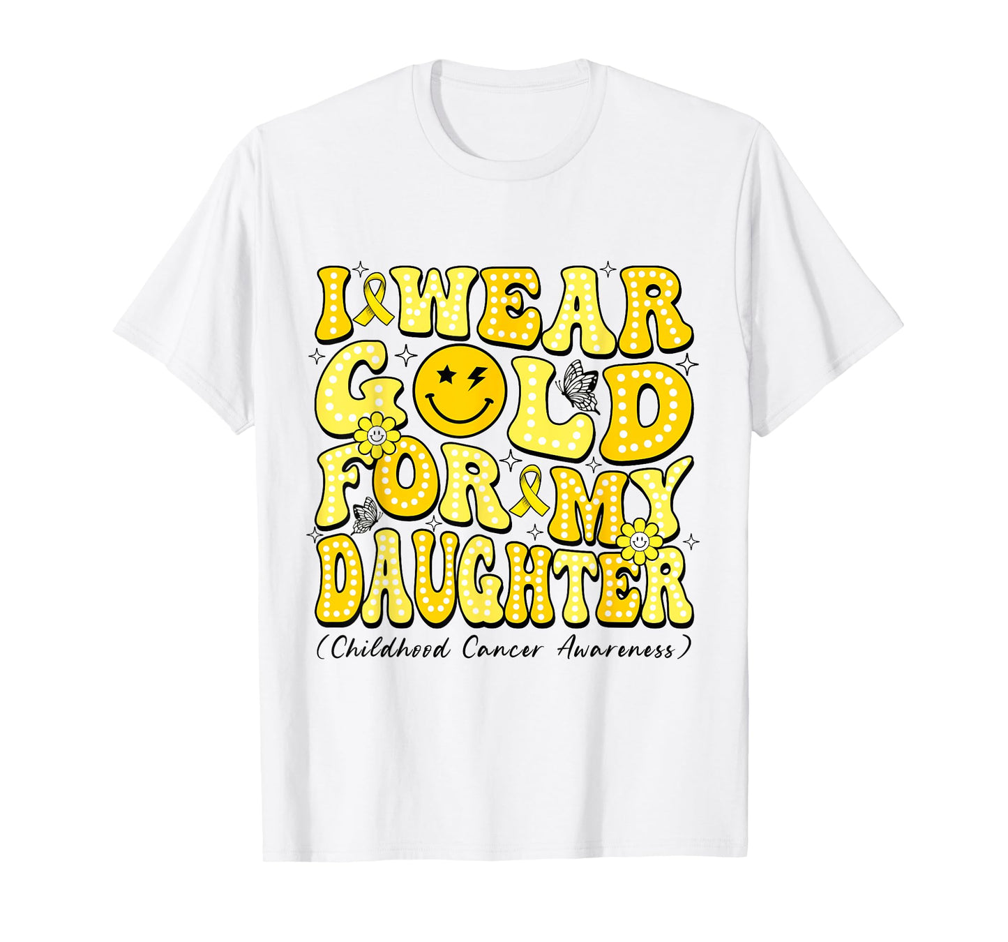 I Wear Gold For My Daughter Disco Ball Childhood Cancer T-Shirt