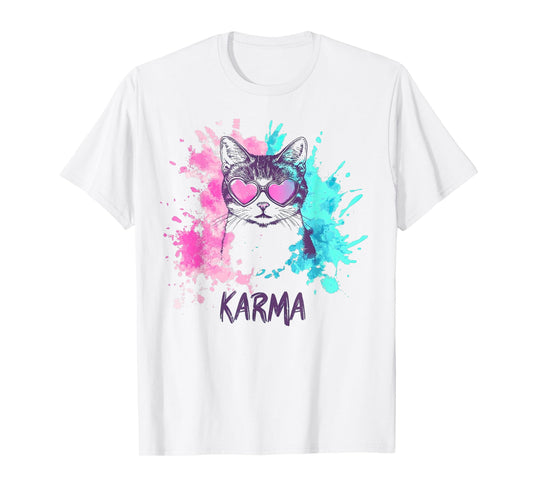 Vintage Cat Karma lovers For Teens Girls Women Men T-Shirt