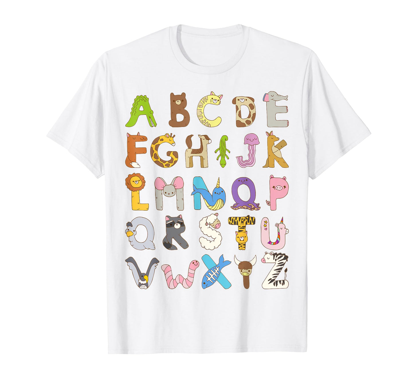 ABC Animals Alphabet Graphic Boys Girls Kindergarten Teacher T-Shirt