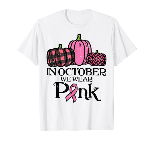 In October We Wear Pink Leopard Breast Cancer Awareness T-Shirt