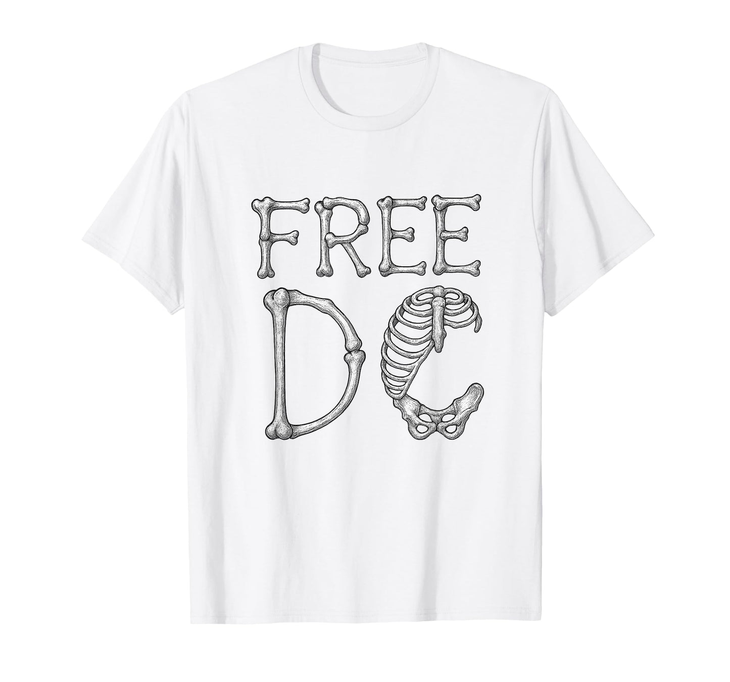 Vintage Skeleton Hands Off DC Free DC Slogan Graphic T-Shirt
