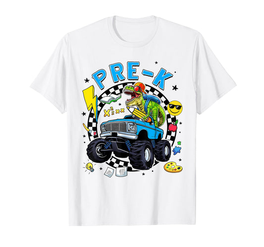 Cute Pre-K Dinosaur Dino Truck Back To School Kids Boys T-Shirt
