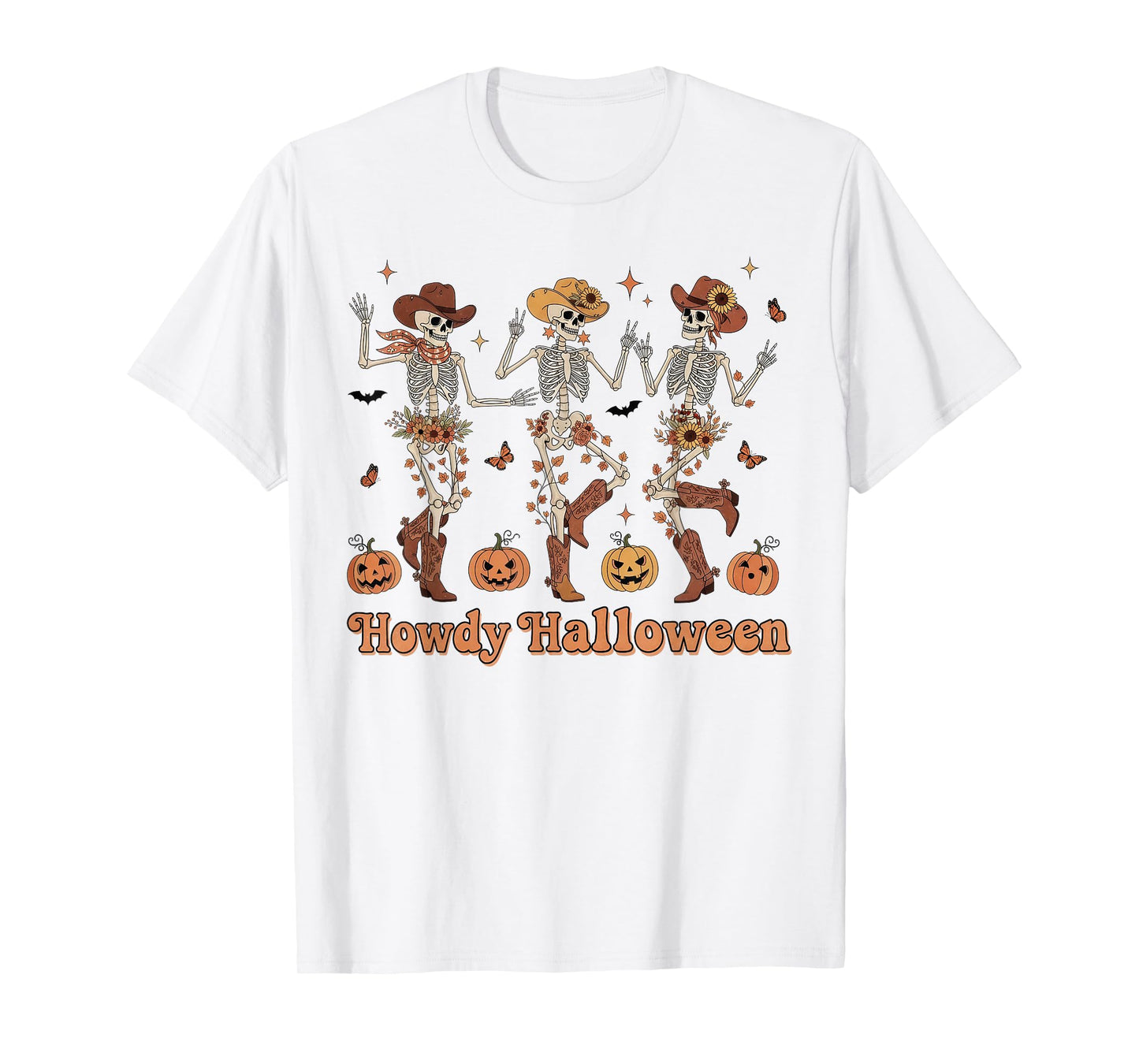 Howdy Halloween Western Cowboy Skeleton Dancing T-Shirt