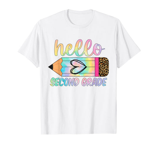 Back To School Hello second 2nd Grade Tie Dye Teacher T-Shirt