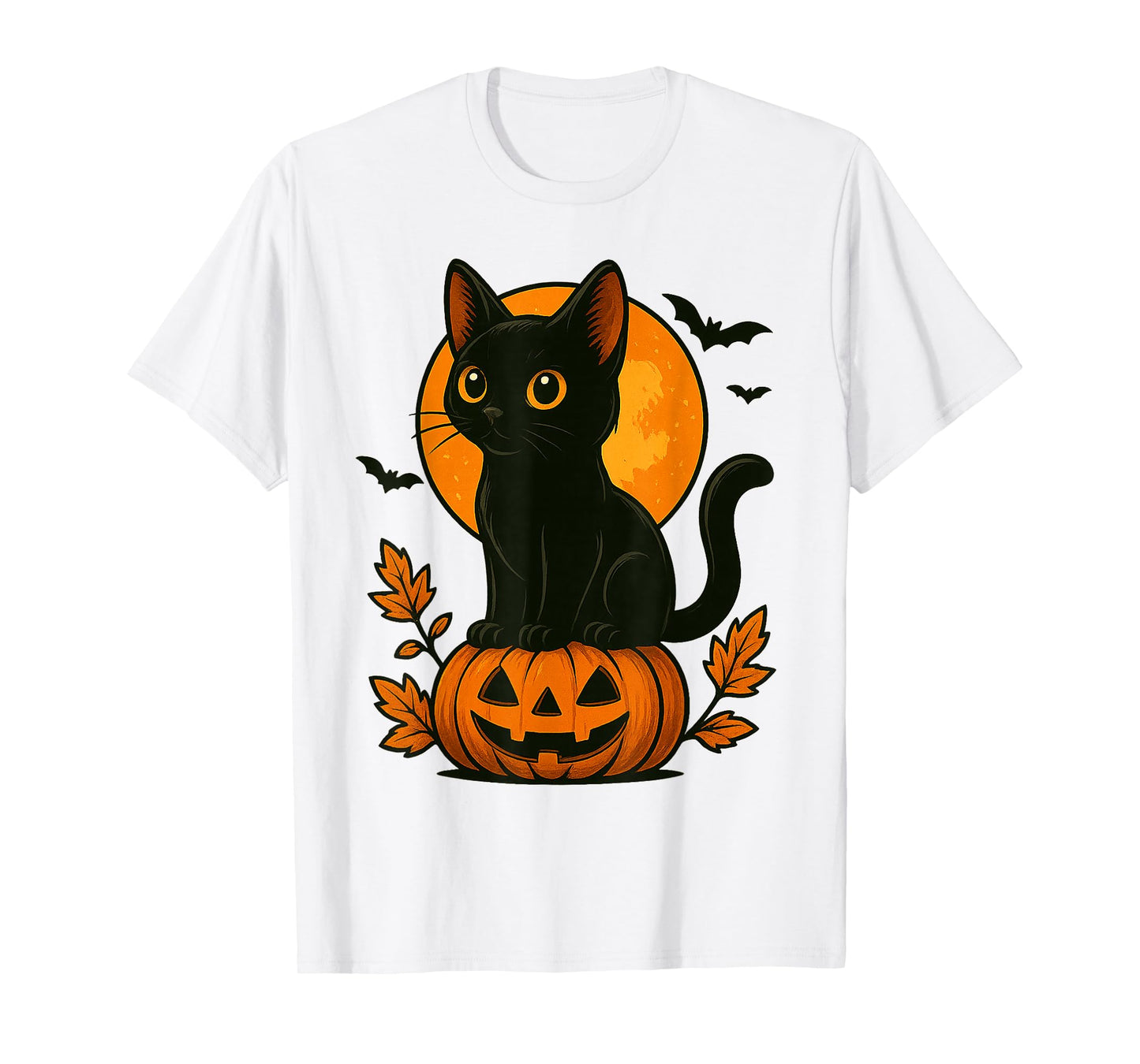 Retro Black Cat Pumpkin Halloween Costume Fall Autumn Season T-Shirt