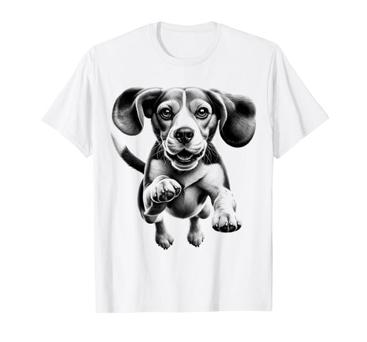 Cute Beagle Dog in Jump T-Shirt