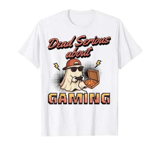 Dead-Serious About Gaming, Gamer Ghost, Gaming Halloween T-Shirt