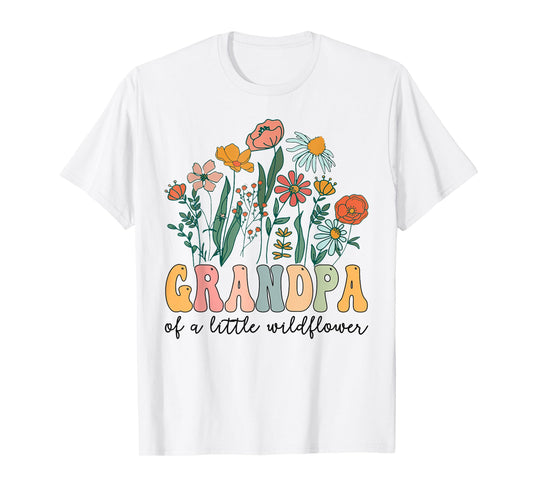 Grandpa Of The Little Wildflower Birthday Party Baby Shower T-Shirt