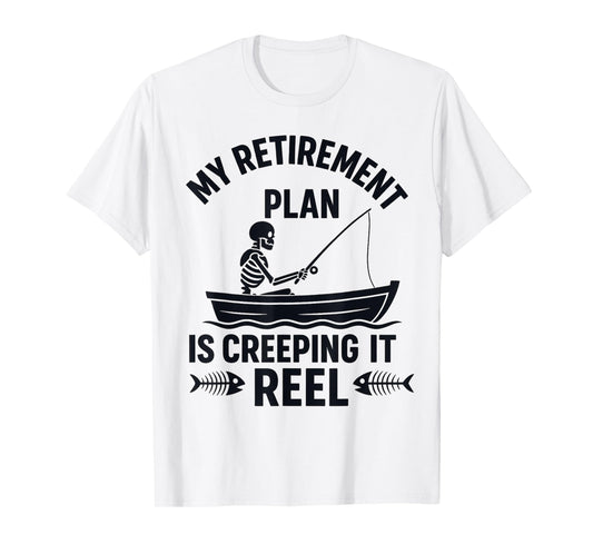 Creeping It Reel Halloween and Fishing Skeleton T-Shirt