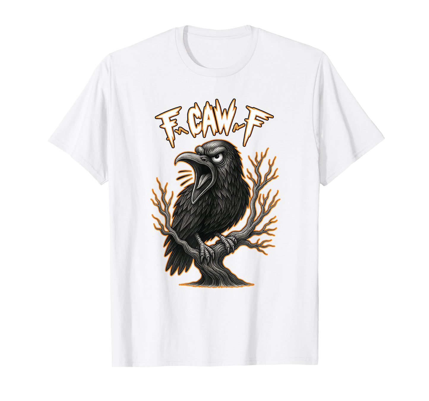 F-CAW-F Crow Shirt Funny Vintage-Look Lazy Halloween Costume T-Shirt