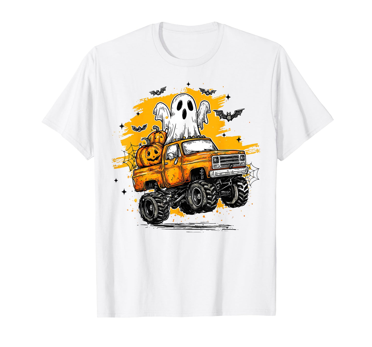 Monster Truck Ghost Pumpkin Halloween Costume Toddler Boys T-Shirt
